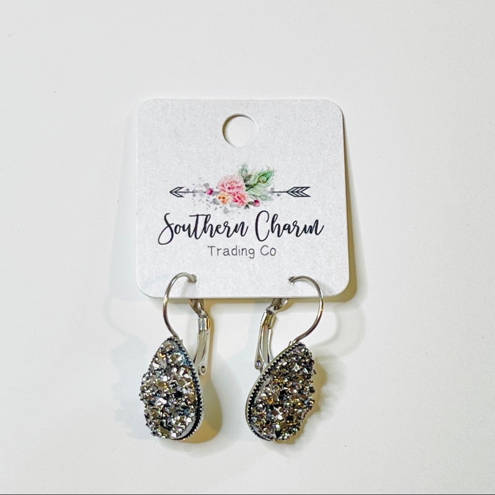 Gunmetal Teardrop Dangles
